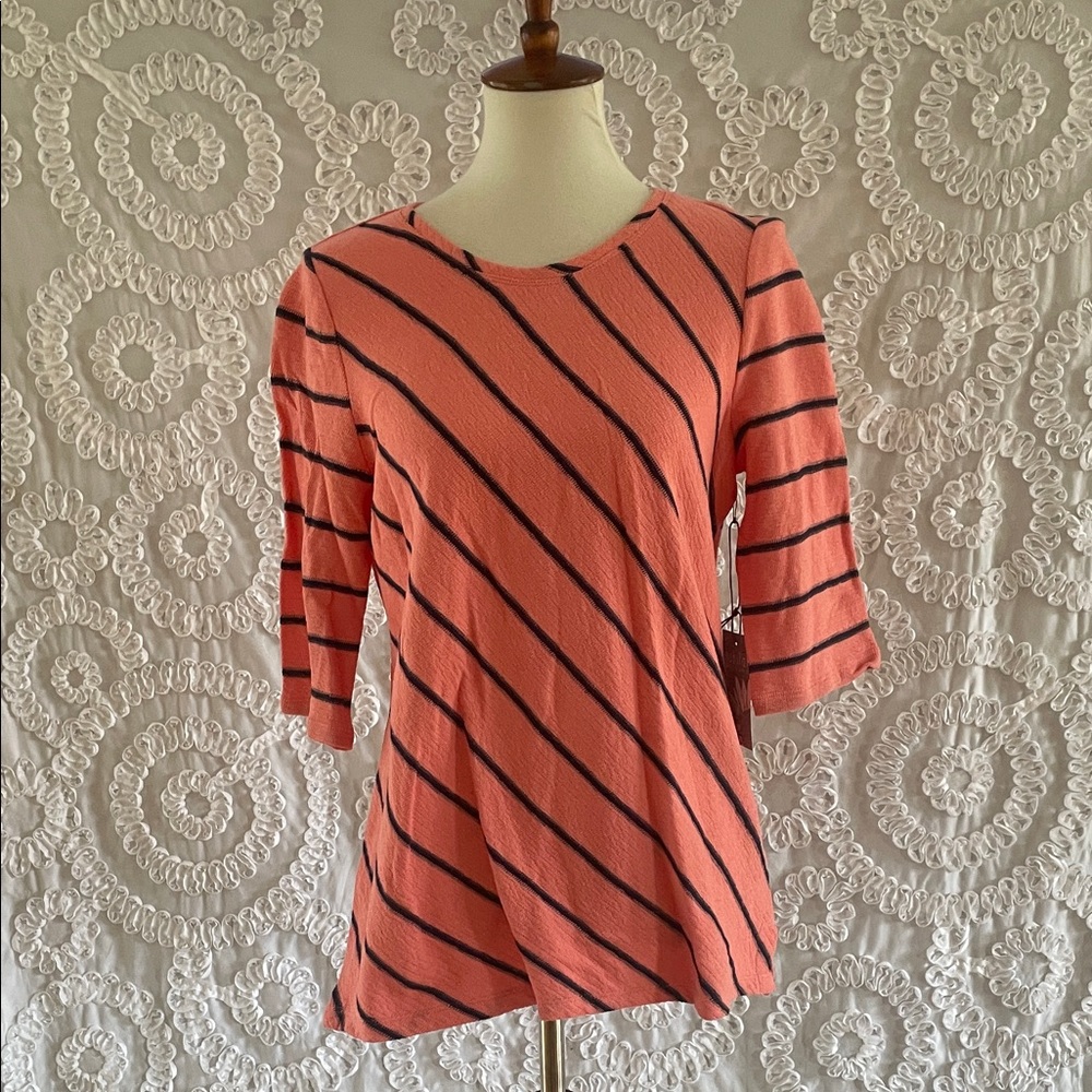 Habitat Try Stripe Pull Over Melon & Navy blue 3/4 sleeves